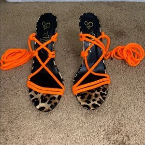 Neon orange & leopard heels
